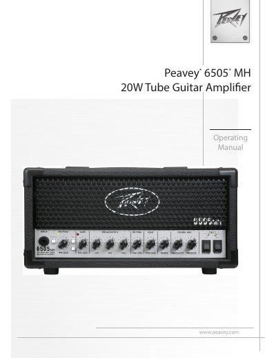 Peavey 6505 MH Tube Guitar Amplifier Operating Manual - cover page