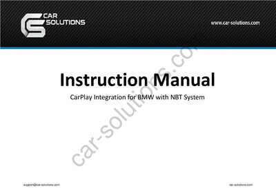 Car Solutions CarPlay Integration BMW NBT System Installation Guide