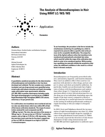 Agilent 1200 Series RRLC 6410 LC Triple Quad Benzodiazepine Analysis Application Note - cover page
