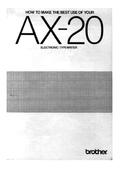 Brother AX-20 Electronic Typewriter User Manual - cover page