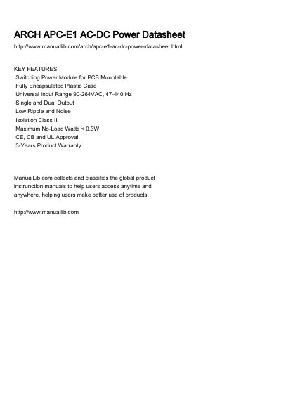 SIARCH APC-E1 Series AC-DC Power Module Datasheet - cover page