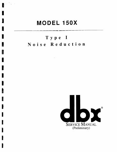 dbx 150X Type I Noise Reduction Service Manual - cover page