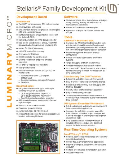 Luminary Micro Stellaris Family Development Kit User Manual - cover page