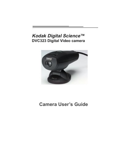 Kodak DVC323 Digital Video Camera User Guide - cover page
