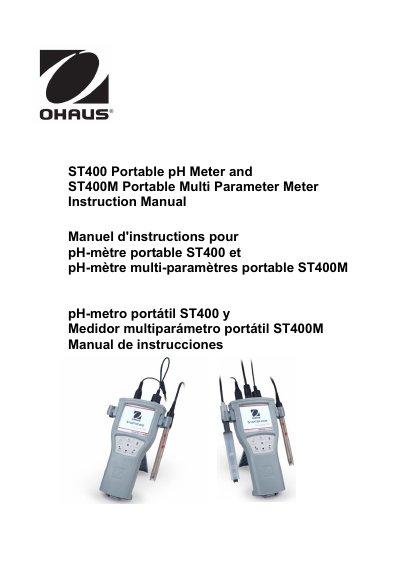 Ohaus ST400 and ST400M Portable pH and Conductivity Meter Instruction Manual - cover page
