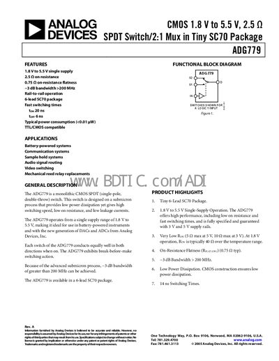 Analog Devices ADG779 Handbook - cover page