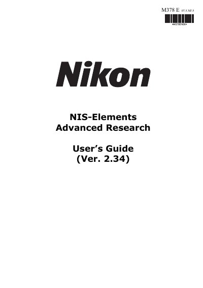 Nikon NIS-Elements Advanced Research User Manual - cover page