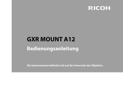 Ricoh GXR MOUNT A12 Lens Adapter User Manual - cover page