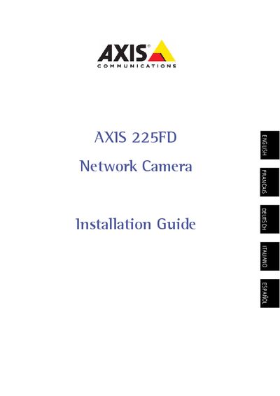 Axis 225FD Fixed Dome Network Camera Installation Guide - cover page