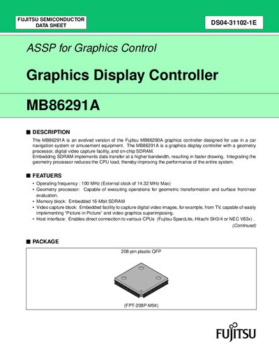 Fujitsu MB86291A Datasheet - cover page