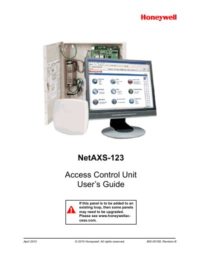 Honeywell NetAXS-123 Access Control Unit User Guide - cover page