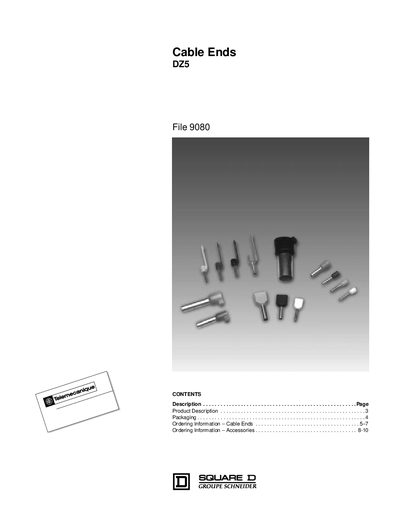 Square D DZ5 Cable Ends Handbook - cover page