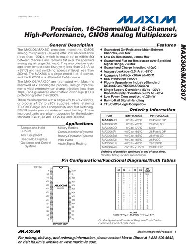 Maxim MAX306/MAX307 Datasheet - cover page