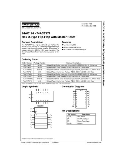 Fairchild 74AC174/74ACT174 Datasheet - cover page