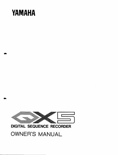 Yamaha QX5 Digital Sequence Recorder Owner's Manual