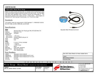 3MESD P RODUCTS D IVISION AMWS61M Wrist Strap - cover page