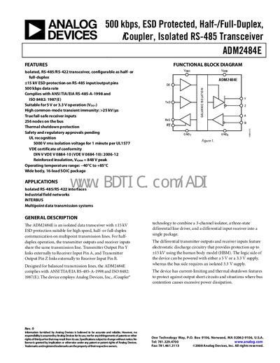 Analog Devices ADM2484E Datasheet - cover page