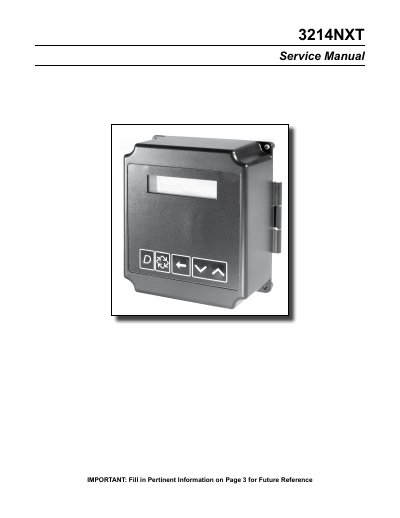 Fleck 3214NXT Service Manual - cover page
