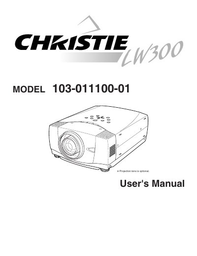 CHRISTIE LW300 103-011100-01user manual - cover page