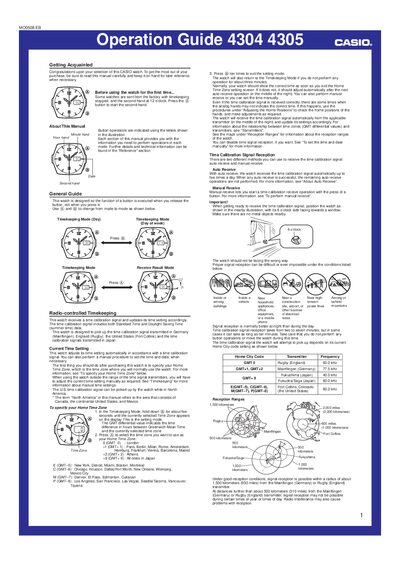 Casio 4304/4305 Watch User Manual