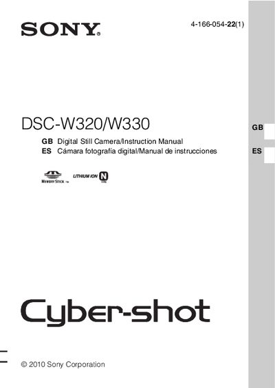 Sony DSC-W320/W330 Digital Camera User Manual - cover page
