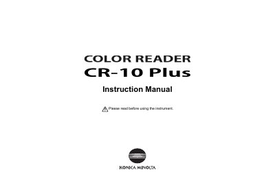 Konica Minolta CR-10 Plus Color Reader Instruction Manual - cover page