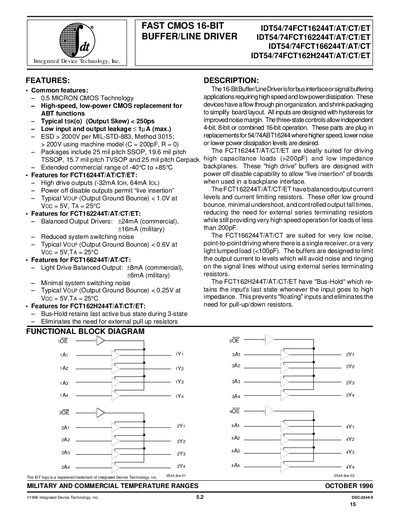 IDT IDT54/74FCT16244T/AT/CT/ET IDT54/74FCT162244T/AT/CT/ET IDT54/74FCT166244T/AT/CT IDT54/74FCT162H244T/AT/CT/ET handbook - cover page