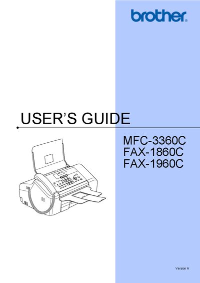 Brother MFC-3360C/FAX-1860C/FAX-1960C User's Guide - cover page