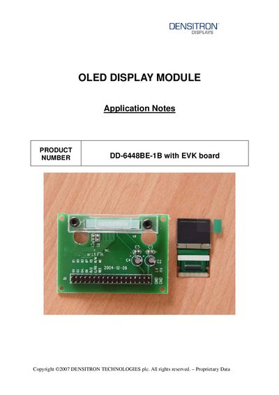 Densitron DD-6448BE-1B OLED Display Module Application Note - cover page