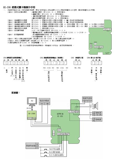 RI-330 Card Reader Operating Manual - cover page