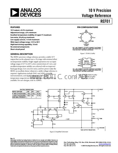 ANALOG DEVICES REF01 datasheet  - cover page
