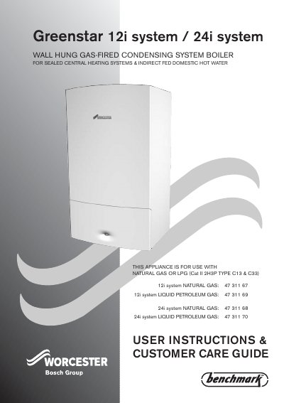 Worcester Bosch Greenstar 12i/24i System User Instructions & Customer Care Guide - cover page