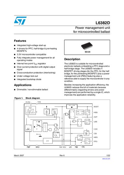 STMicroelectronics L6382D Power Management Unit Datasheet