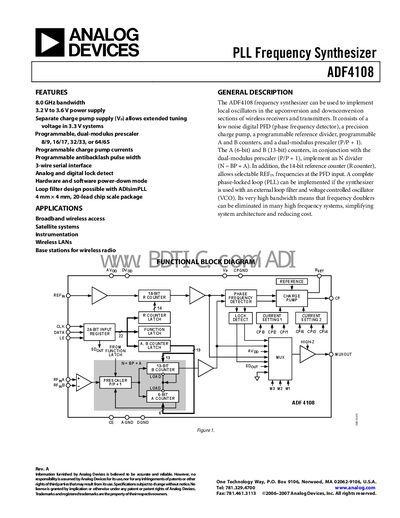 Analog Devices ADF4108 Handbook - cover page