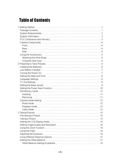 Digital Camera User Manual - cover page