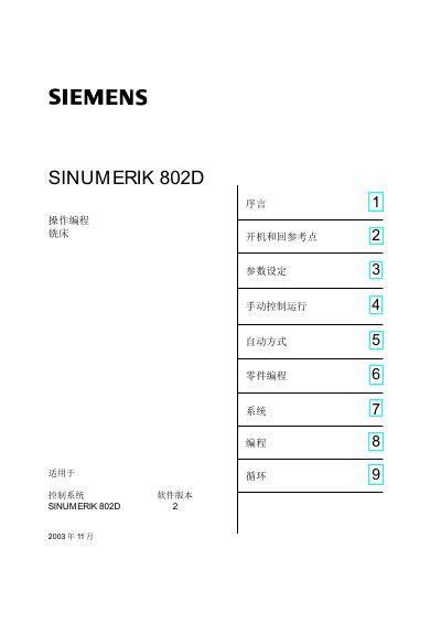 Siemens SINUMERIK 802D User Manual - cover page