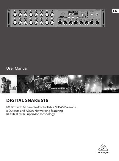Behringer S16 Digital Snake User Manual - cover page