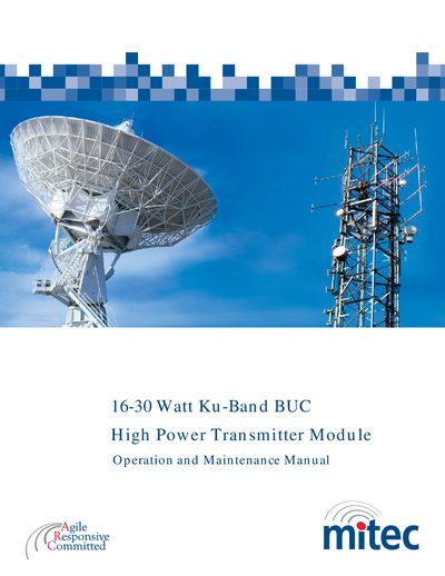 Mitec 16-30 Watt Ku-Band BUC High Power Transmitter Module Operation and Maintenance Manual - cover page
