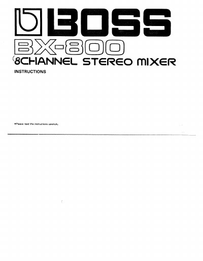 Roland BX-800 Stereo Mixer Instructions - cover page