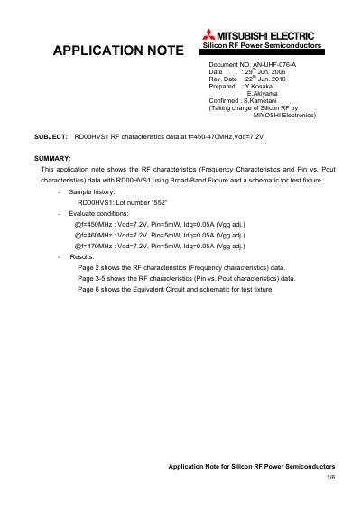 MITSUBISHI ELECTRIC AN-UHF-076-A Manual - cover page