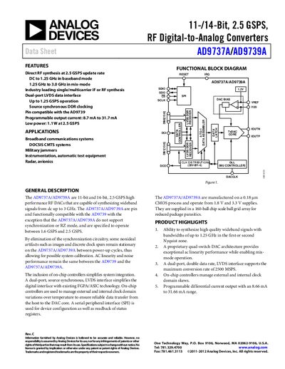 Analog Devices AD9737A/AD9739A RF DAC Datasheet