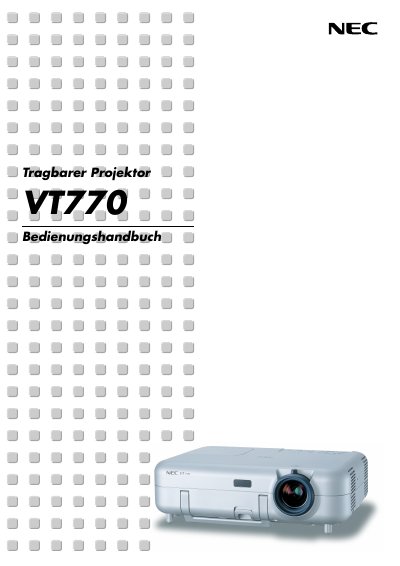 NEC VT770 Projector User Manual - cover page
