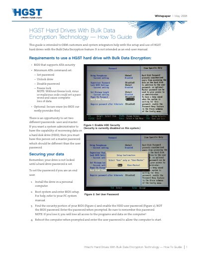 HGST Hard Drives With Bulk Data Encryption Technology How-To Guide - cover page