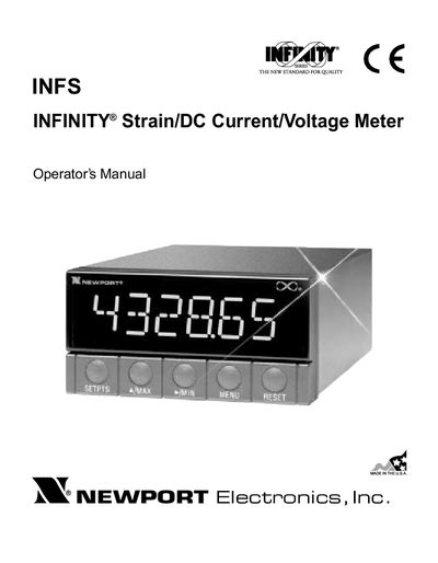 Newport INFS INFINITY Strain/DC Current/Voltage Meter Operator’s Manual - cover page