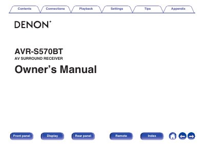 Denon AVR‑S570BT AV Surround Receiver Owner's Manual - cover page