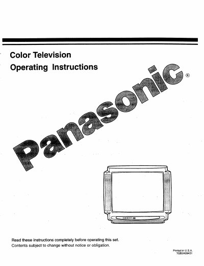 Panasonic TQB2A0931 Color Television Operating Instructions - cover page
