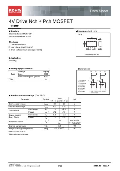 ROHM TT8M11 Datasheet - cover page