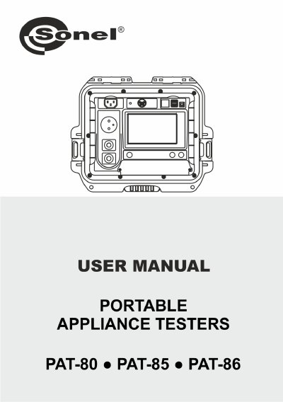 SONEL S.A. Portable Appliance Testers PAT-80 ● PAT-85 ● PAT-86 User Manual