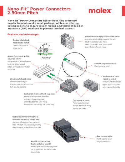 Molex Nano-Fit™ Power Connectors 2.50mm Pitch Datasheet - cover page