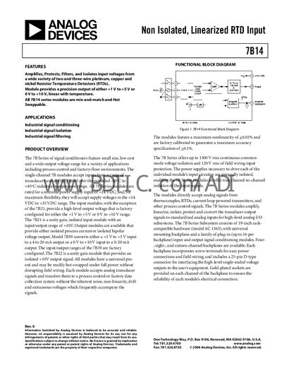 Analog Devices 7B14 Handbook - cover page